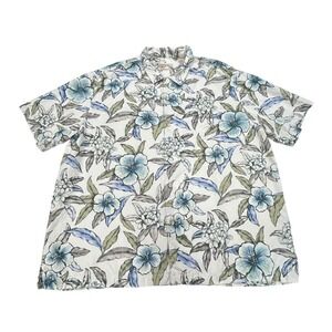 Tommy Bahama Silk Hawaiian Shirt Mens 3XL Silk Floral Hibiscus Tropical Island